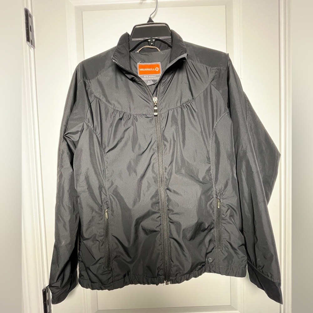 Merrell Women’s Black Aeroblock Windbreaker Full Zip Jacket Side M